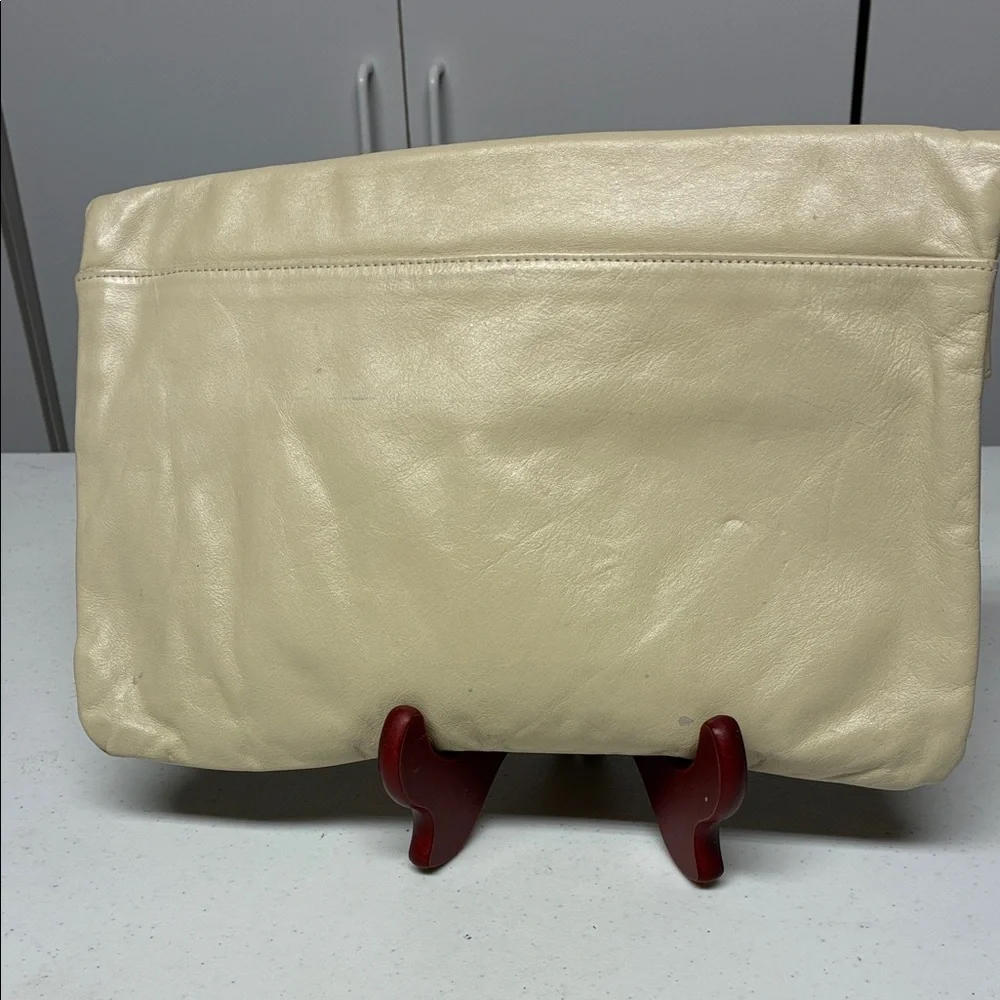 Cream Leather Clutch